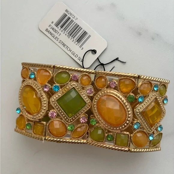 Colorful Gemstone Cuff Bracelet - Picture 2 of 4